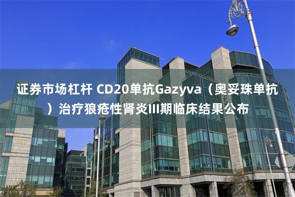 证券市场杠杆 CD20单抗Gazyva（奥妥珠单抗）治疗狼疮性肾炎III期临床结果公布