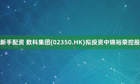 新手配资 数科集团(02350.HK)拟投资中锦裕荣控股