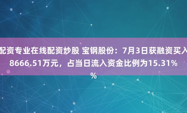 配资专业在线配资炒股 宝钢股份：7月3日获融资买入8666.51万元，占当日流入资金比例为15.31%